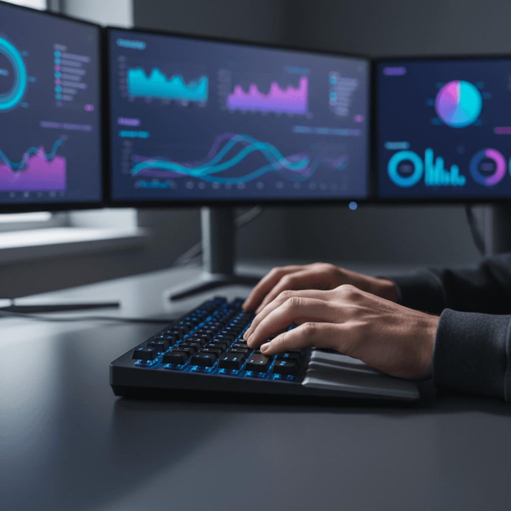 IT strategist reviewing cloud infrastructure dashboard in a modern Boston technology workspace
